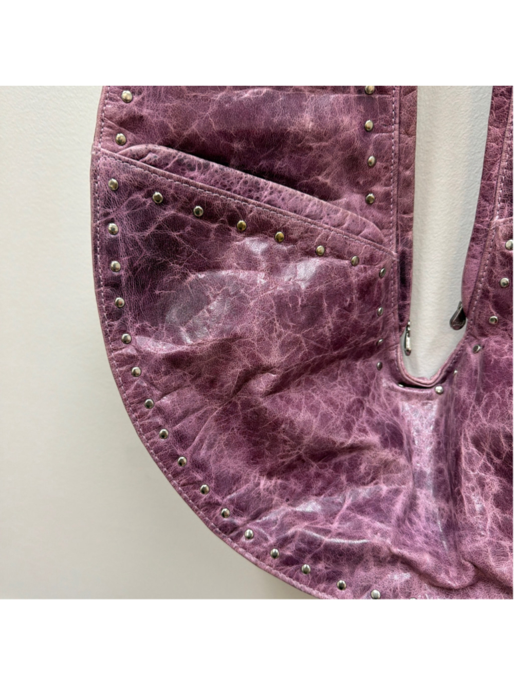 Sash Bag Purple Marbled Classic Studded Leather Bag! - Picture 4 of 7
